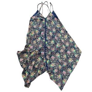 Key To My Heart Floral whimsy fairy boho Handkerchief Hem Midi Dress Size Large